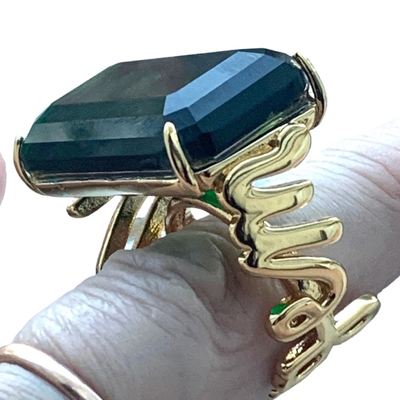 ♠️ KATE SPADE NEW YORK What a Gem Emerald Green Crystal Gold Womans Ring Jewelry - Picture 8 of 10